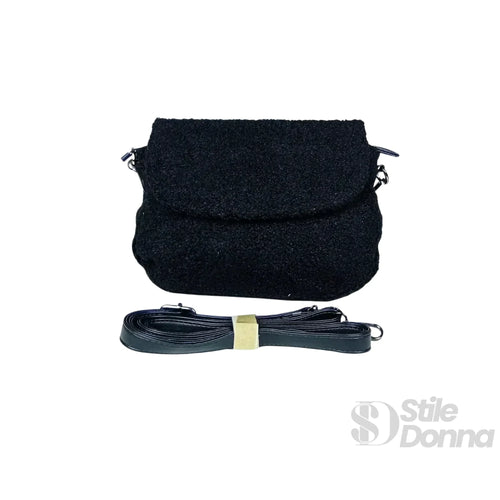 Borsa Nera Con Manico Intrecciato In Pelle PU Tracolla Re… | Close-up chiusura | ecopelle | Nero