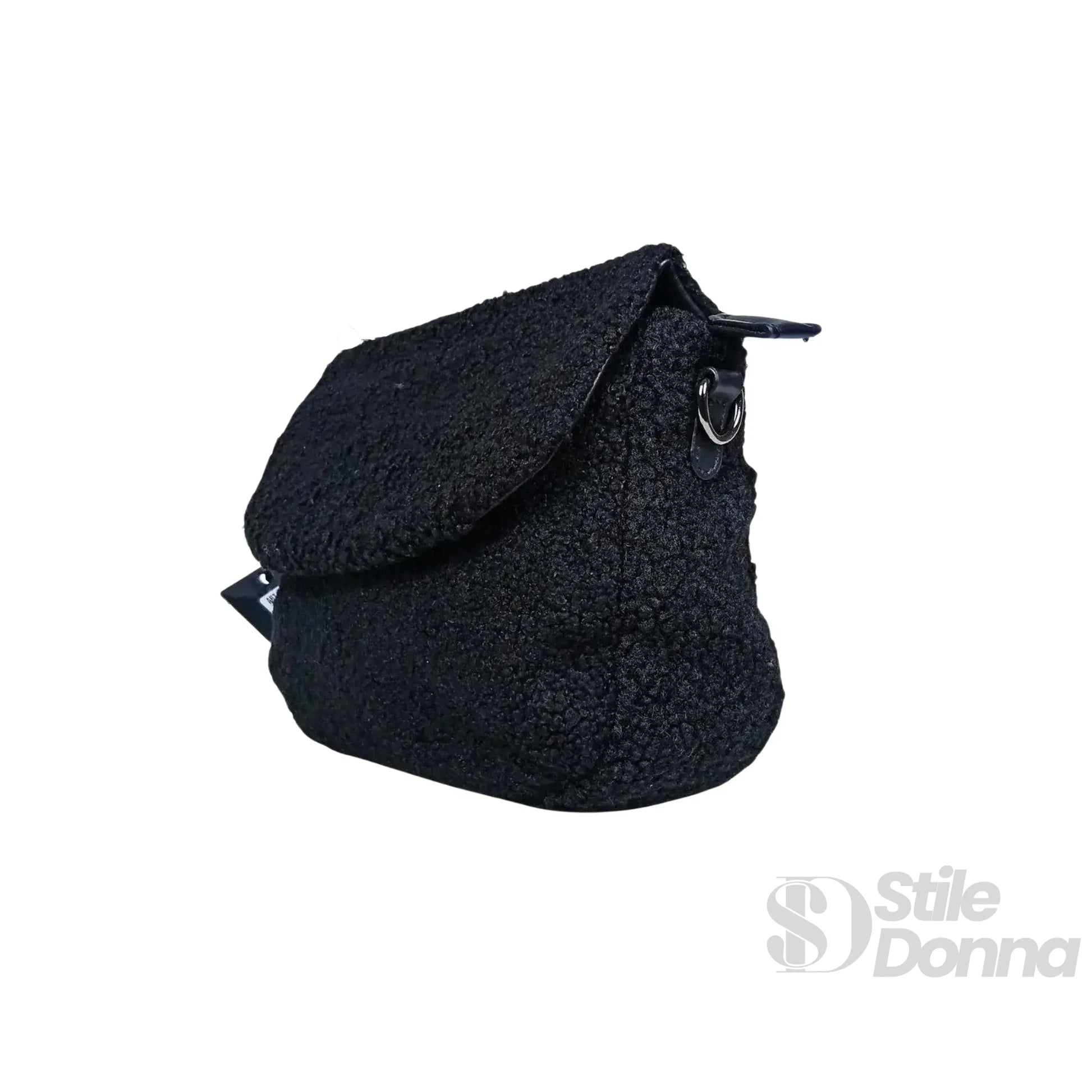 Borsa Nera Con Manico Intrecciato In Pelle PU Tracolla Re… | Prospettiva indossata | ecopelle | Nero