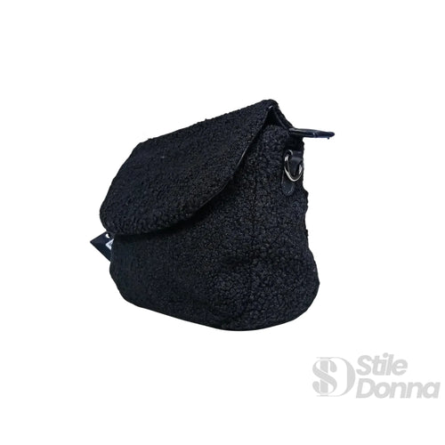 Borsa Nera Con Manico Intrecciato In Pelle PU Tracolla Re… | Prospettiva indossata | ecopelle | Nero