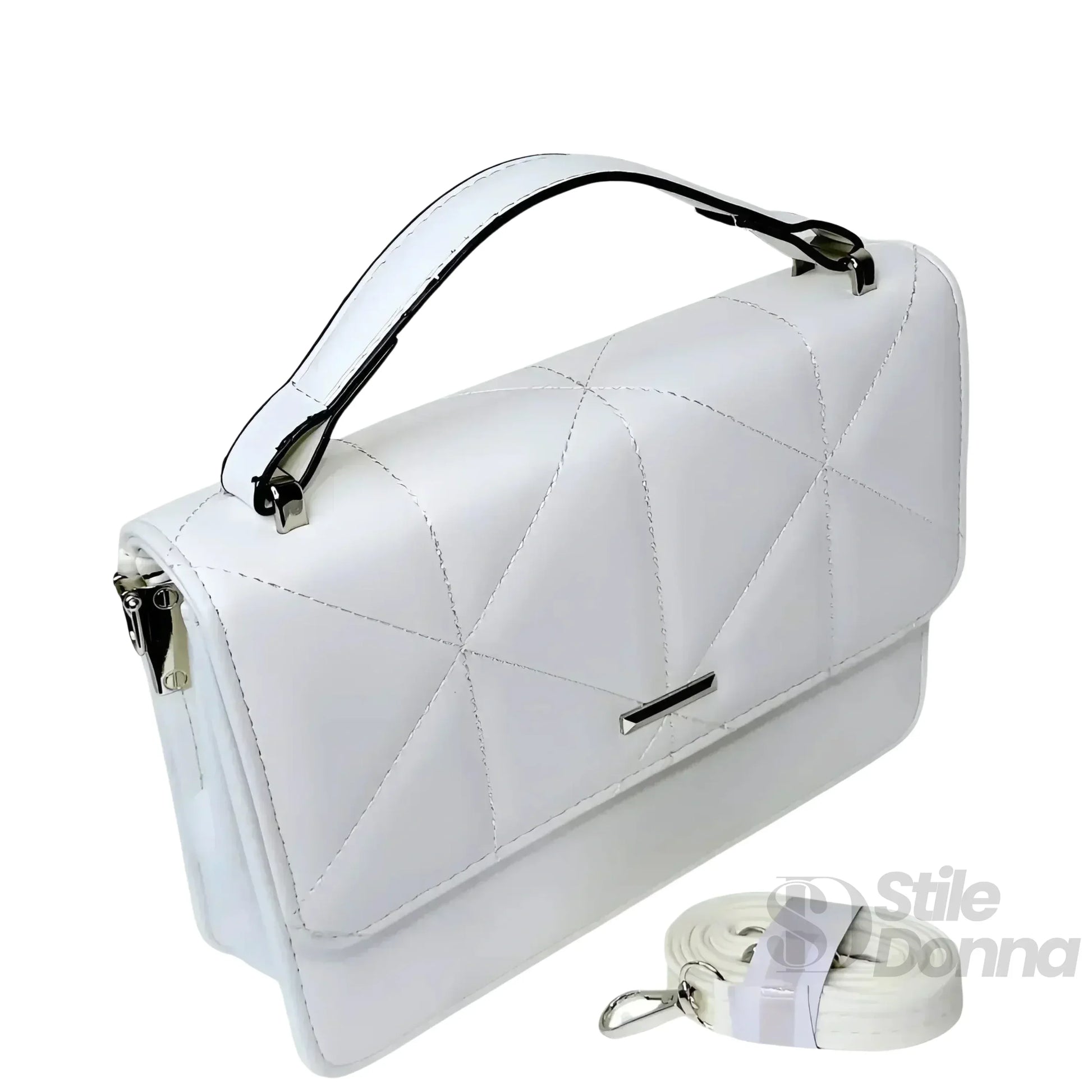 borsa-portatile-da-donna-in-pelle-bianca-dal-design-elegante-a-mano-566 - Stile Donna Bags