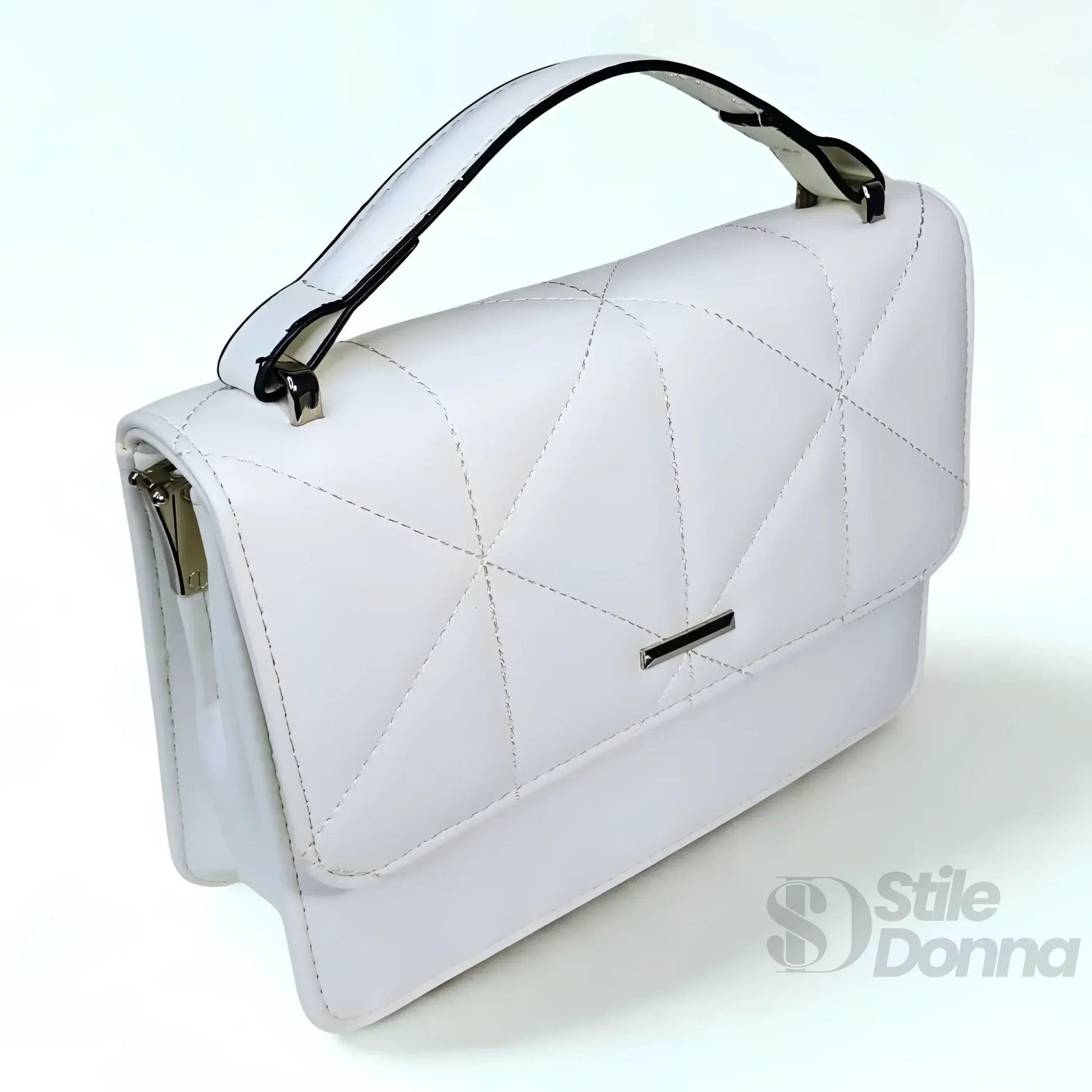 borsa-portatile-da-donna-in-pelle-bianca-dal-design-elegante-a-mano-964 - Stile Donna Bags