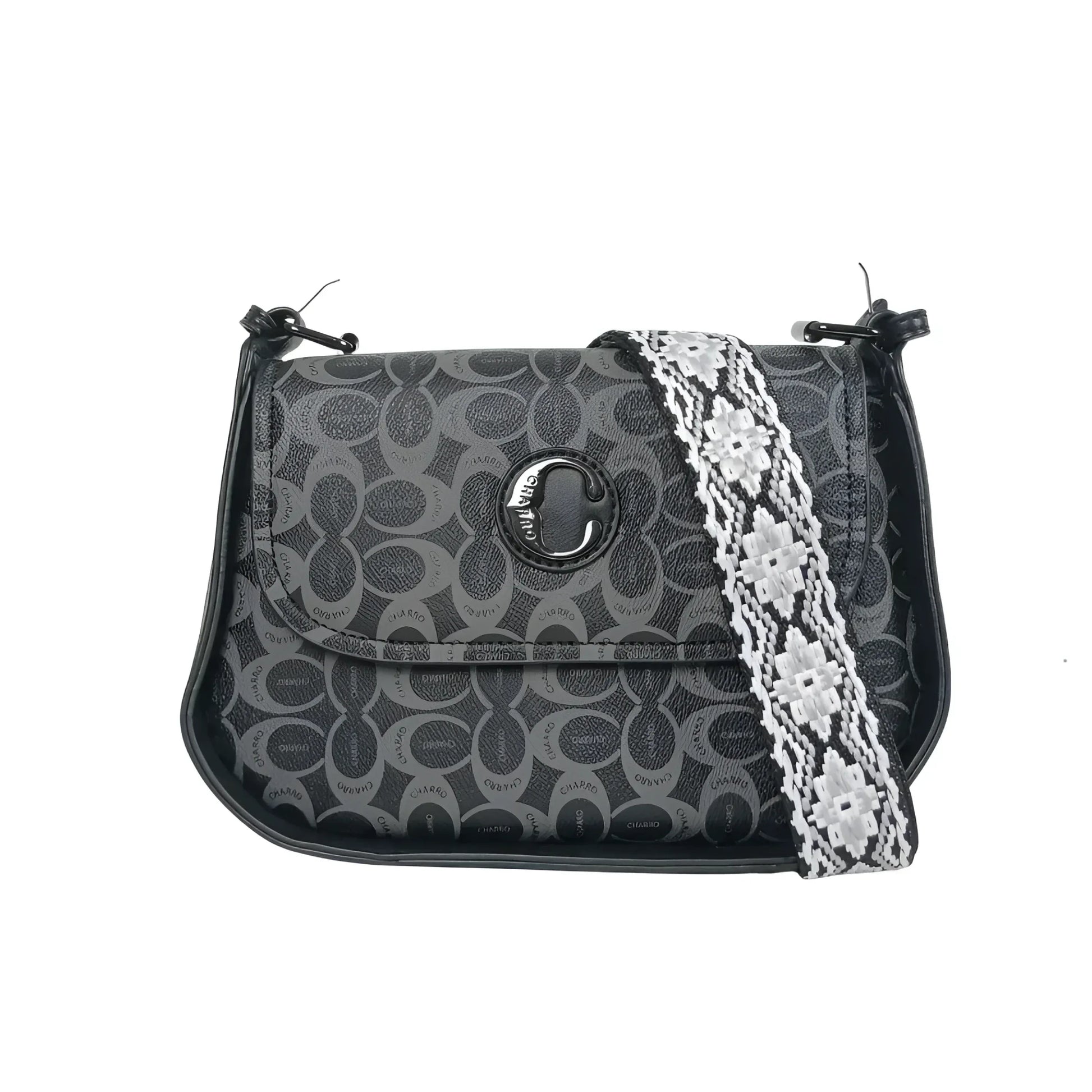 Borsa Saddle Charro Ecopelle Con Tracolla | Vista frontale | ecopelle | Nero