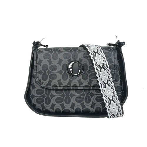 Borsa Saddle Charro Ecopelle Con Tracolla | Vista frontale | ecopelle | Nero
