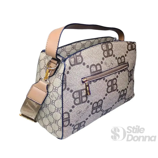 borsa-satchel-in-pelle-con-motivo-monogramma-a-mano-beige-378 - Stile Donna Bags