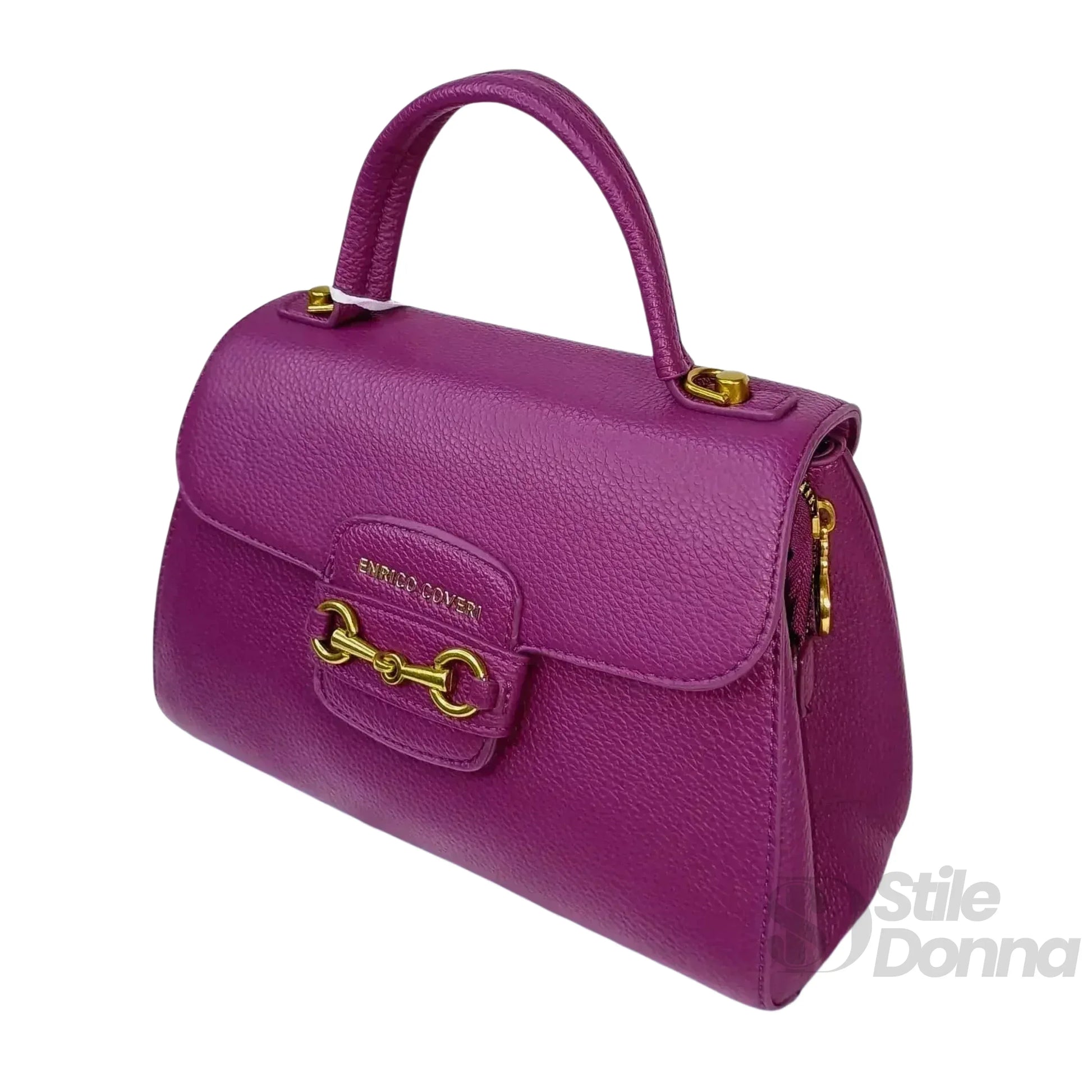 borsa-satchel-in-pelle-enrico-coveri-viola-a-mano-769 - Stile Donna Bags