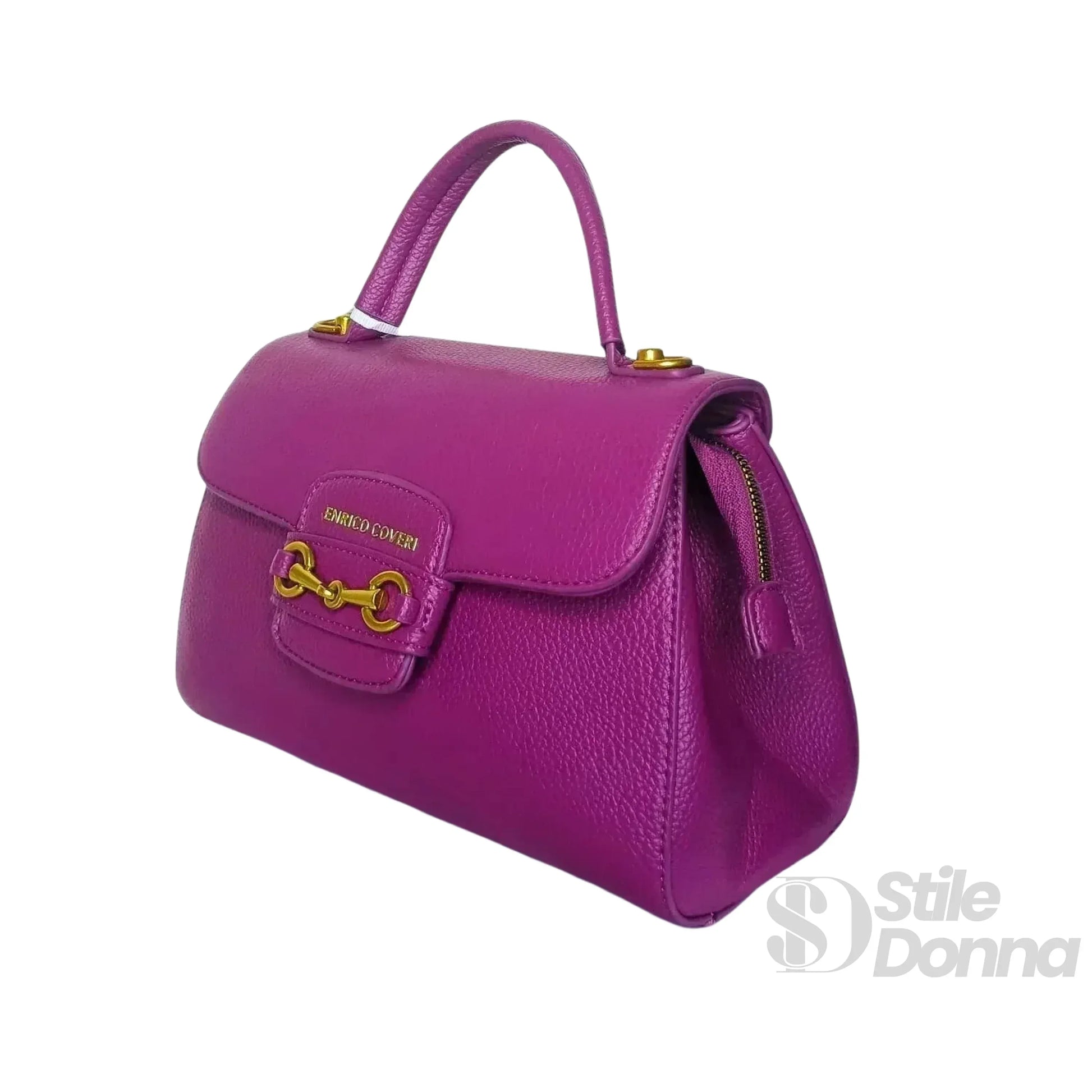 borsa-satchel-in-pelle-enrico-coveri-viola-a-mano-magenta-121 - Stile Donna Bags