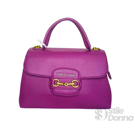 borsa-satchel-in-pelle-enrico-coveri-viola-a-mano-scamosciata-956 - Stile Donna Bags