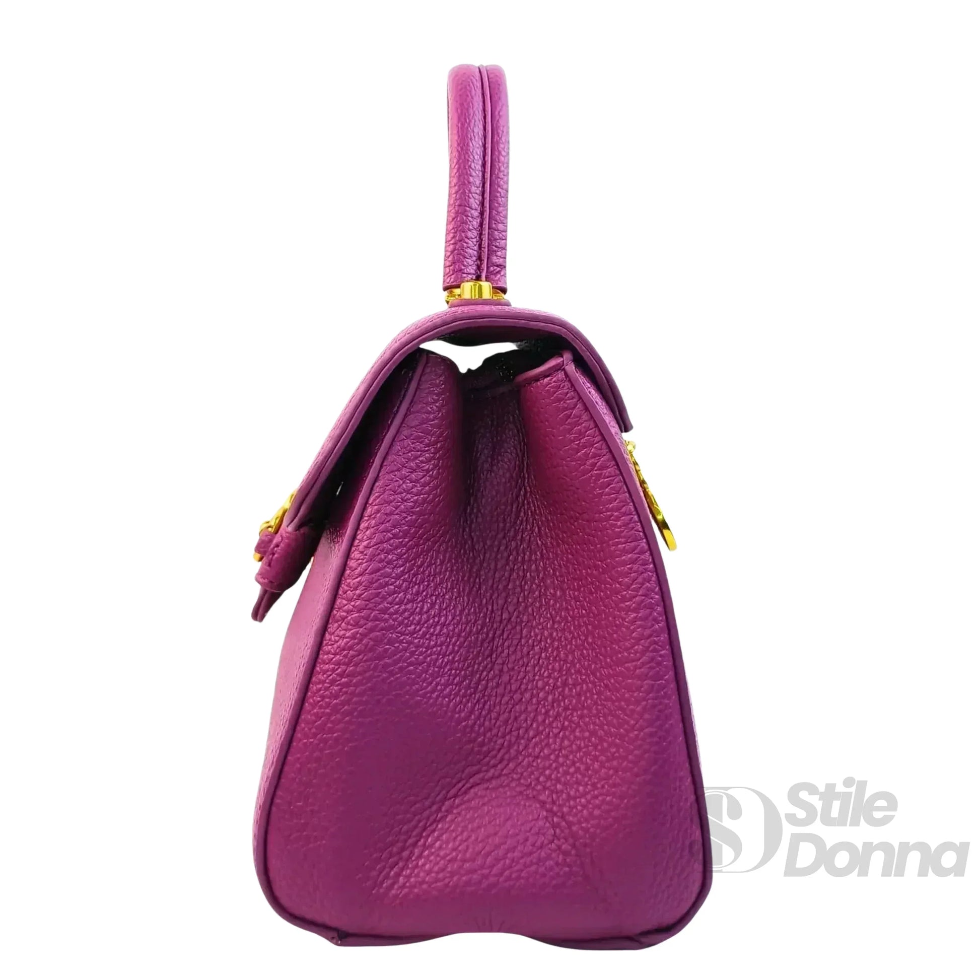 borsa-satchel-in-pelle-enrico-coveri-viola-a-mano-testurizzata-782 - Stile Donna Bags