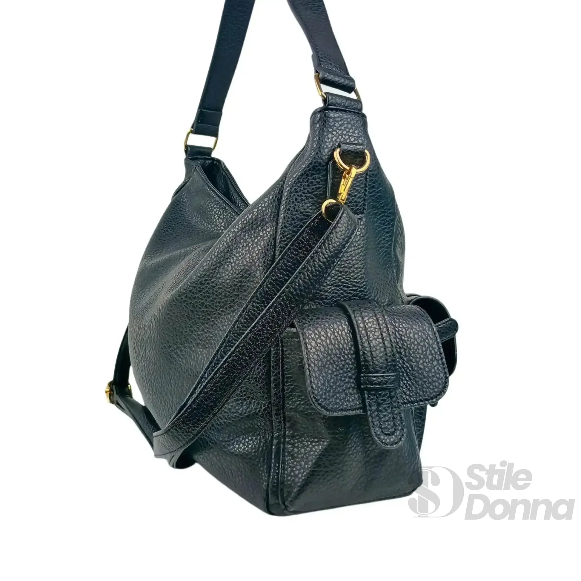 borsa-shopper-in-pelle-nera-con-tasche-multiple-a-mano-hobo-644 - Stile Donna Bags