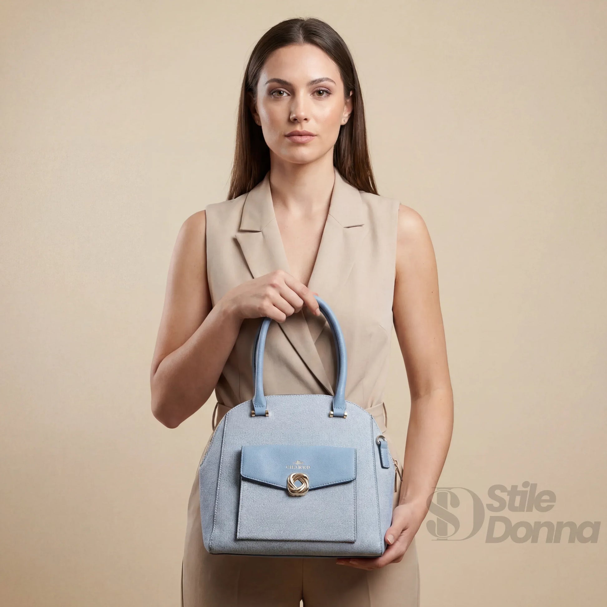 borsa-strutturata-azzurra-con-manico-superiore-a-mano-pelle-124 - Stile Donna Bags
