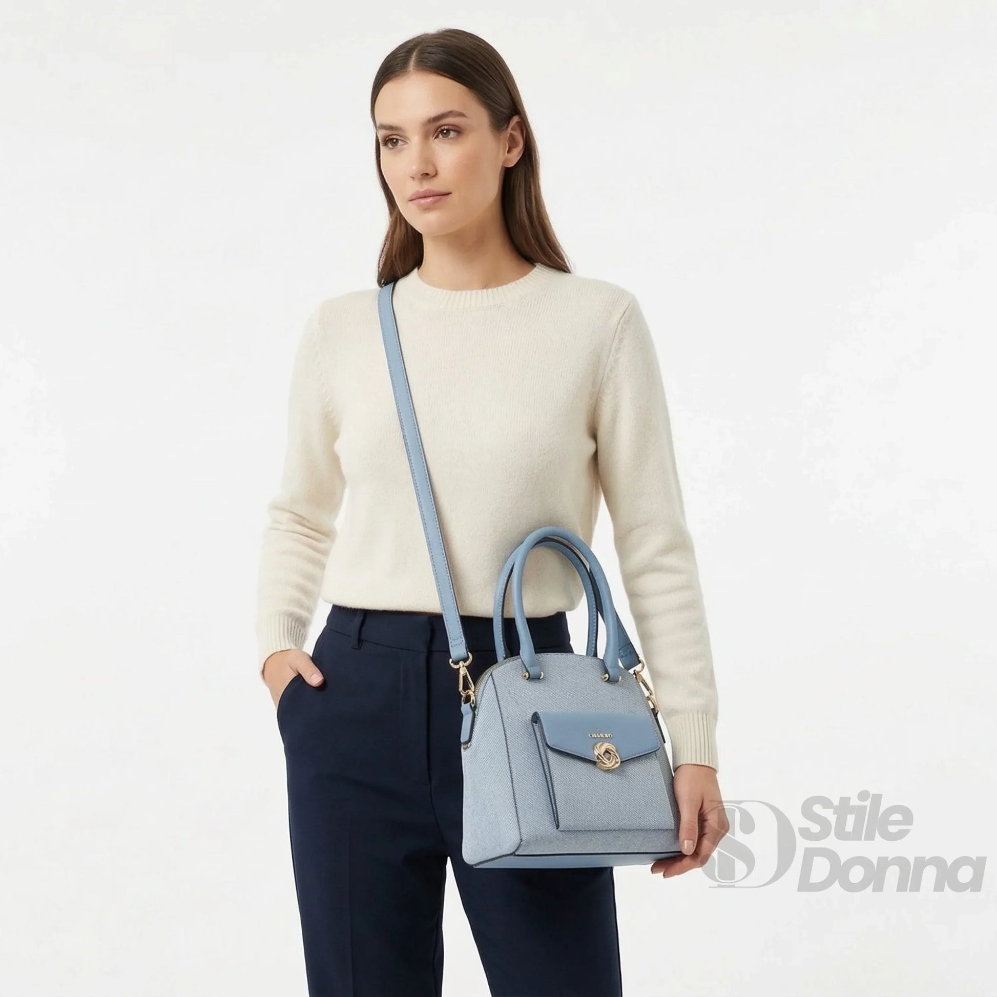 borsa-strutturata-azzurra-con-manico-superiore-a-mano-pelle-954 - Stile Donna Bags