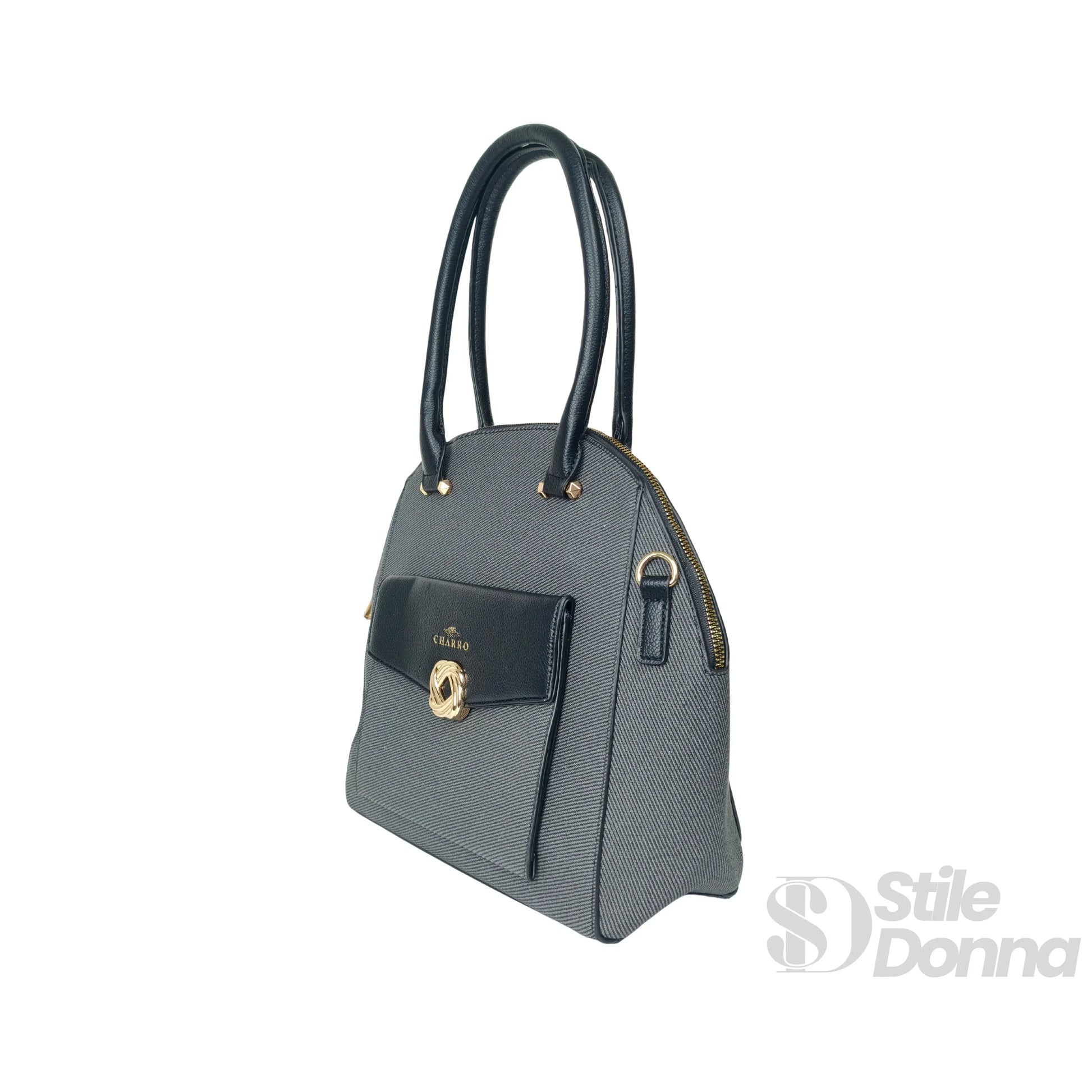 borsa-strutturata-azzurra-con-manico-superiore-a-mano-texture-grigia-166 - Stile Donna Bags