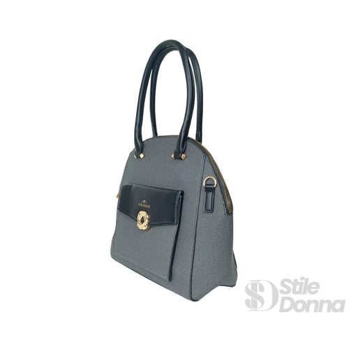 Borsa Strutturata Azzurra Con Manico Superiore In Ecopell… | Insieme con accessori | ecopelle | Nero