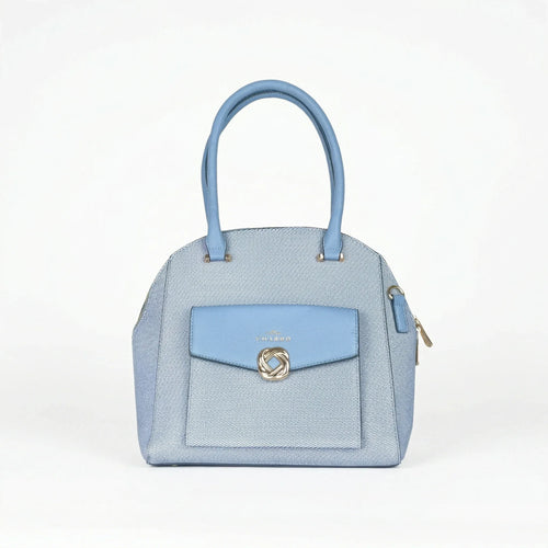 Borsa Strutturata Azzurra Con Manico Superiore In Ecopell… | Vista laterale | ecopelle | Nero