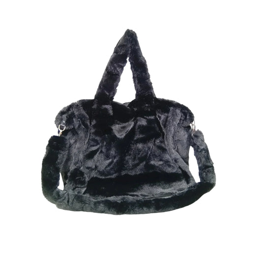 Borsa Tote In Pelliccia Sintetica Colore Crema Capiente E… | Vista posteriore | pelliccia sintetica | Nero