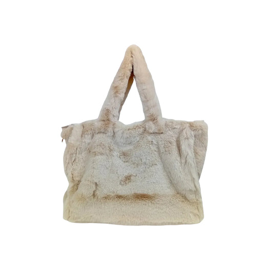 Borsa Tote In Pelliccia Sintetica Colore Crema Capiente E… | Vista frontale | pelliccia sintetica | Beige