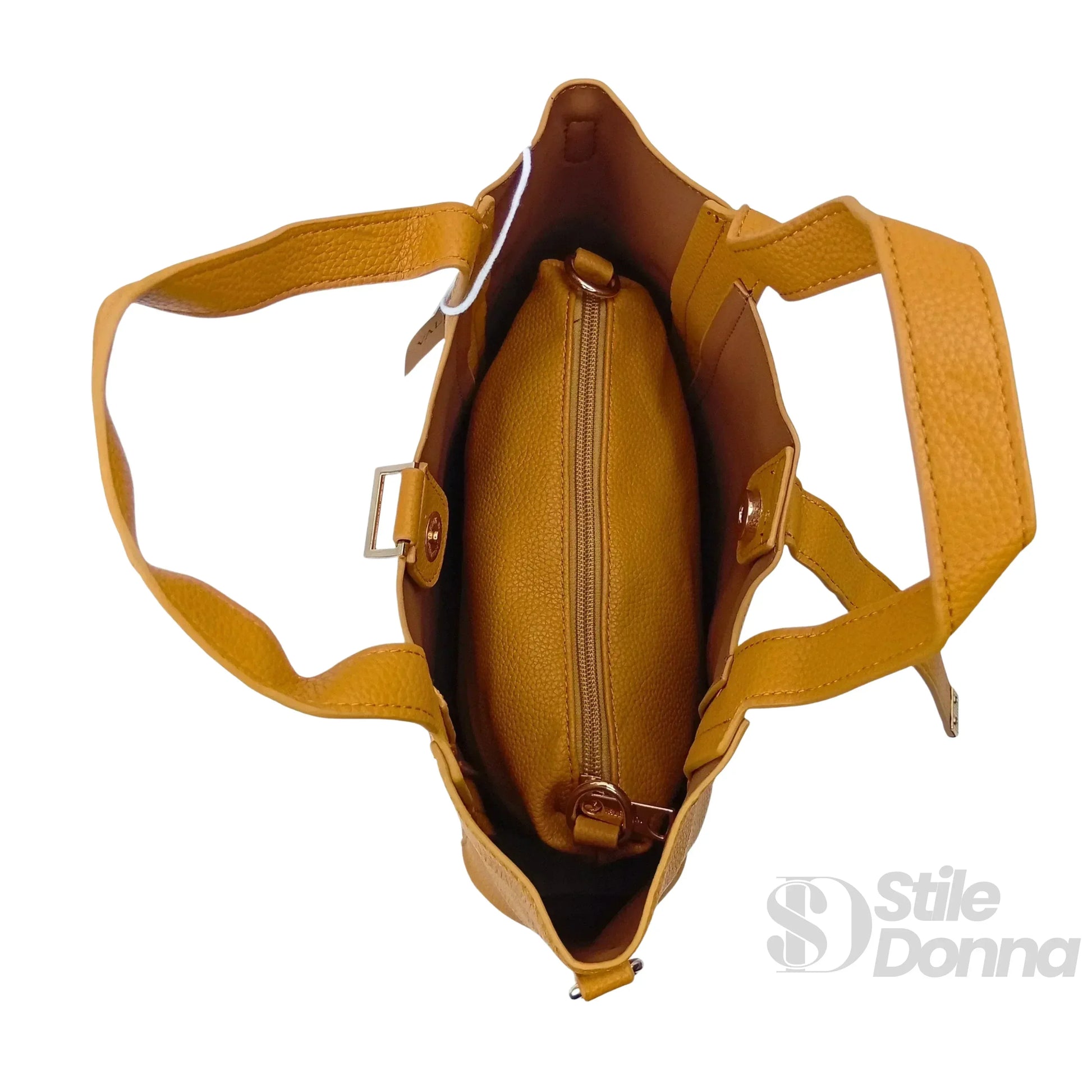 borsa-tote-valentini-sibi-in-pelle-giallo-senape-a-mano-374 - Stile Donna Bags