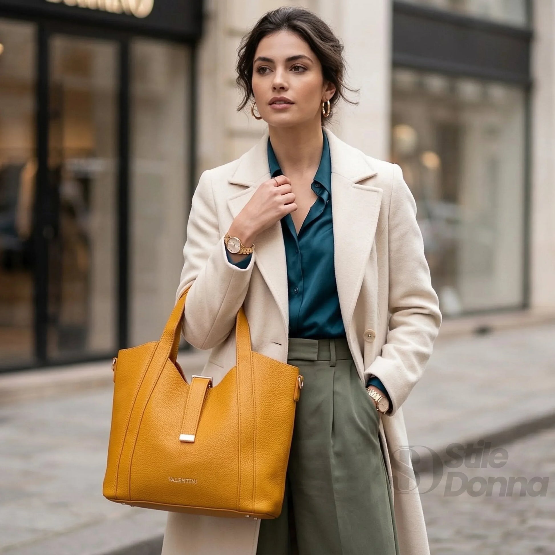 borsa-tote-valentini-sibi-in-pelle-giallo-senape-a-mano-417 - Stile Donna Bags