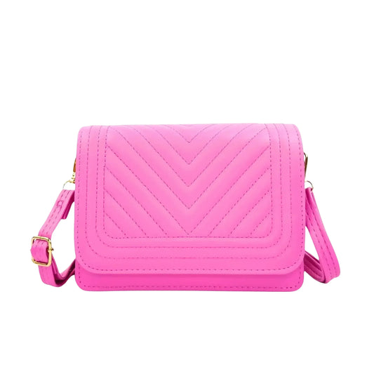 borsa-trapuntata-rosa-da-donna-con-design-a-triangoli-tracolla-vivace-438 - Stile Donna Bags