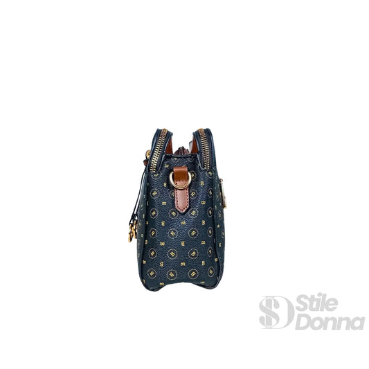 Briciole Borsa a Tracolla da Donna con Monogramma | Dettaglio esterno | ecopelle | Nero