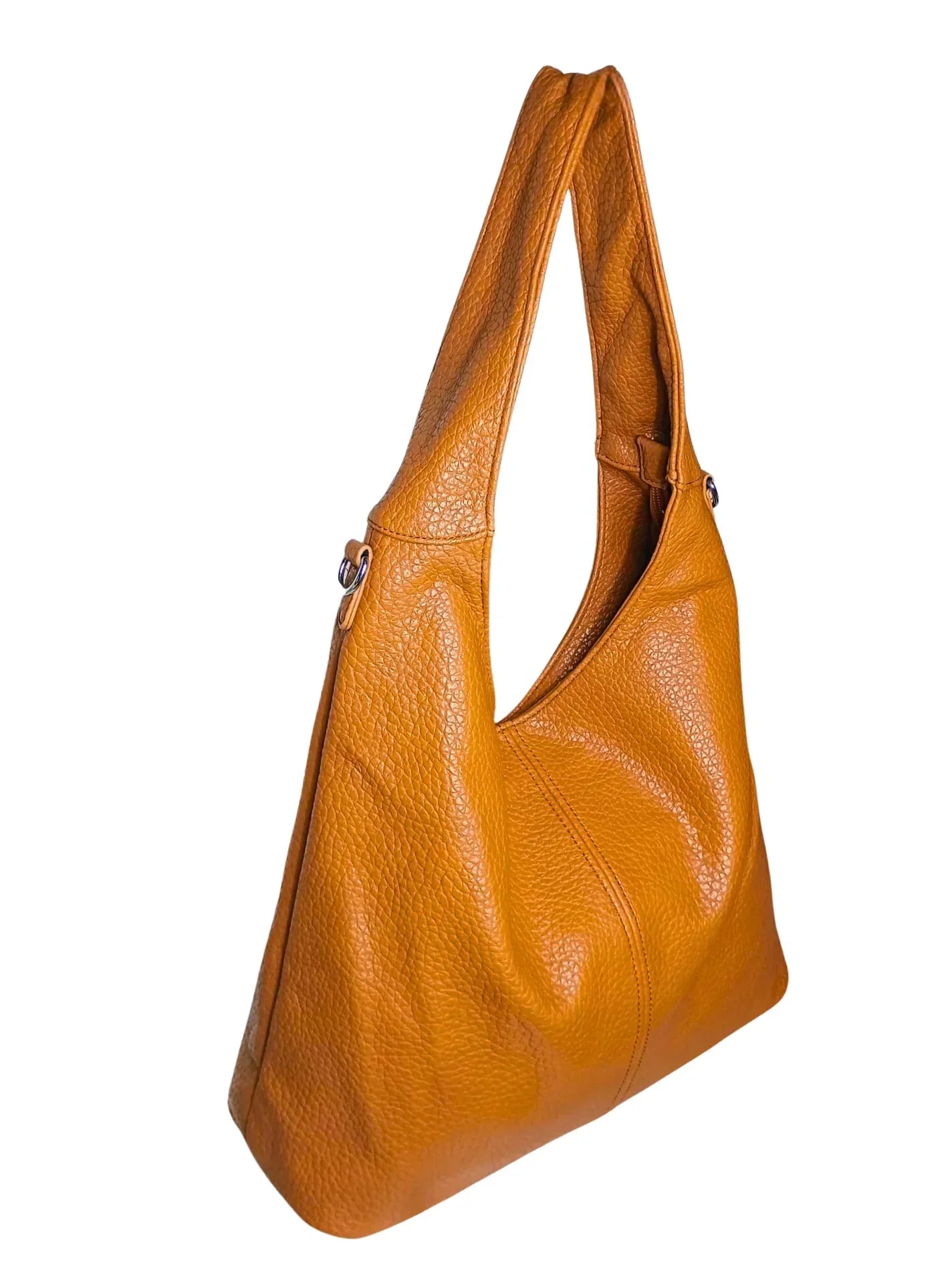 Brown Faux Leather Hobo Bag - MS-6813 - Stile Donna Bags