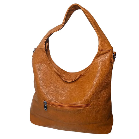 Brown Faux Leather Hobo Bag - MS-6813 - Stile Donna Bags