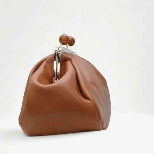 Brown Leather Clutch Bag - MS-4379 - Stile Donna Bags