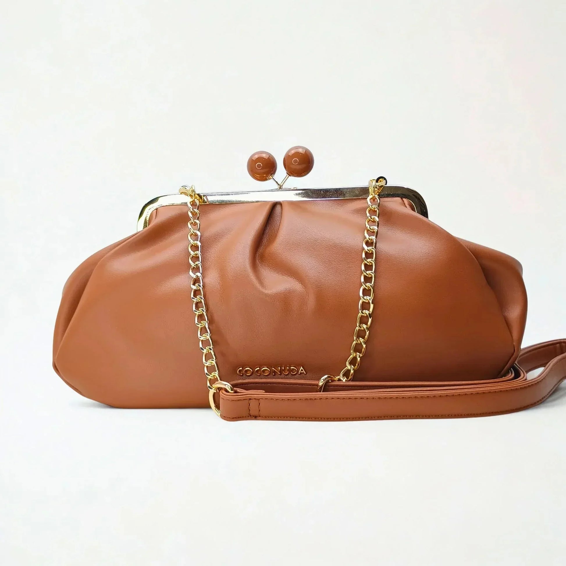 Brown Leather Clutch Bag - MS-4379 - Stile Donna Bags