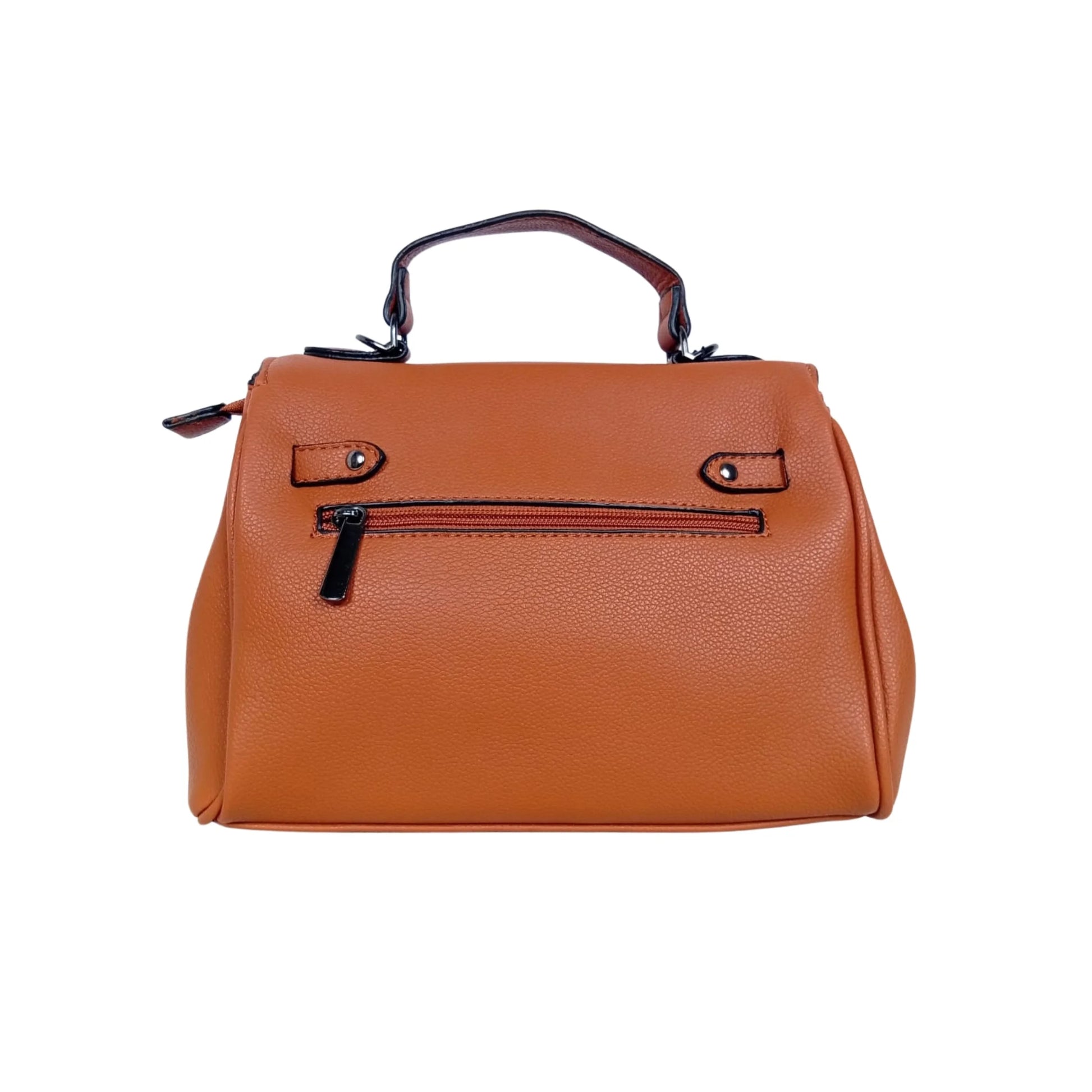 Brown Leather Handbag with removable strap - MS-8800