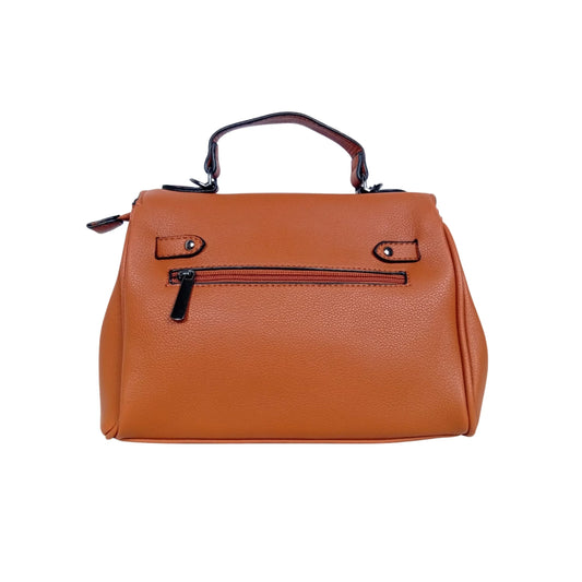Brown Leather Handbag with removable strap - MS-8800