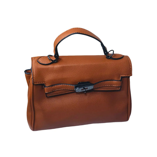 Brown Leather Handbag with removable strap - MS-8800 - Stile Donna Bags