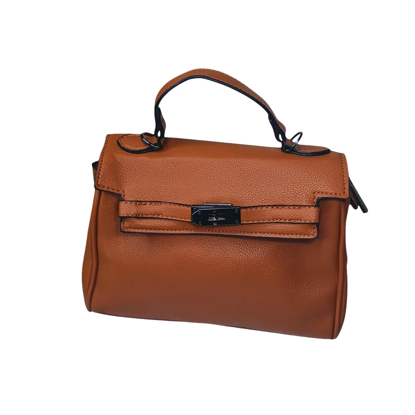 Brown Leather Handbag with removable strap - MS-8800 - Stile Donna Bags