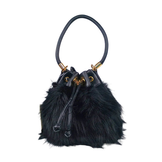 Bucket Bag Faux Fur with Shoulder Strap - MS-8394 - Stile Donna Bags