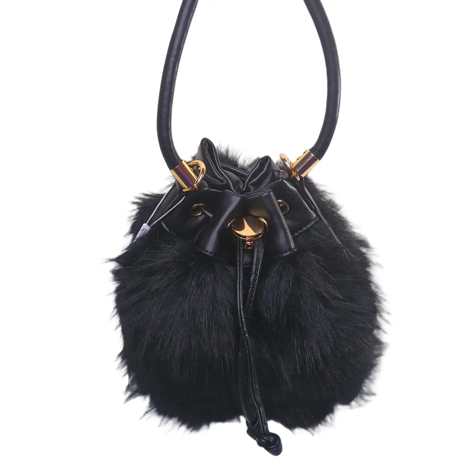 Bucket Bag Faux Fur with Shoulder Strap - MS-8394 - Stile Donna Bags