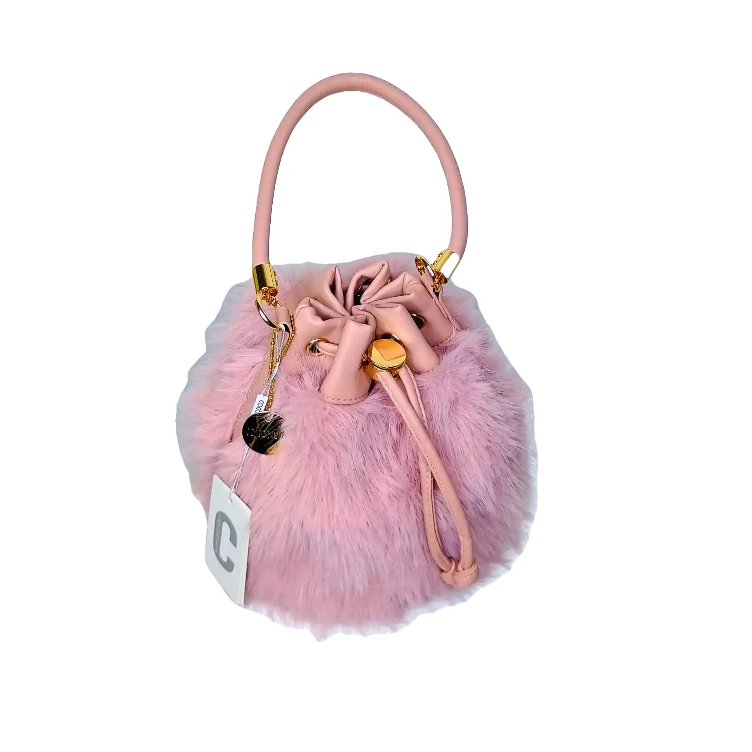 Bucket Bag Faux Fur with Shoulder Strap - MS-8394 - Stile Donna Bags