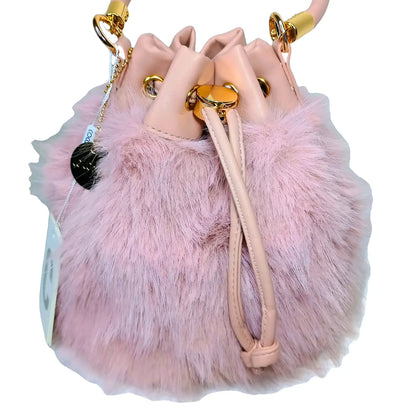 Bucket Bag Faux Fur with Shoulder Strap - MS-8394 - Stile Donna Bags