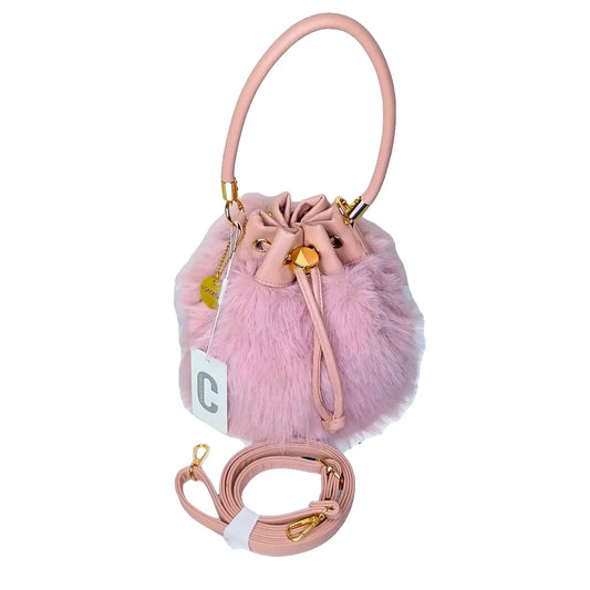 Bucket Bag Faux Fur with Shoulder Strap - MS-8394 - Stile Donna Bags