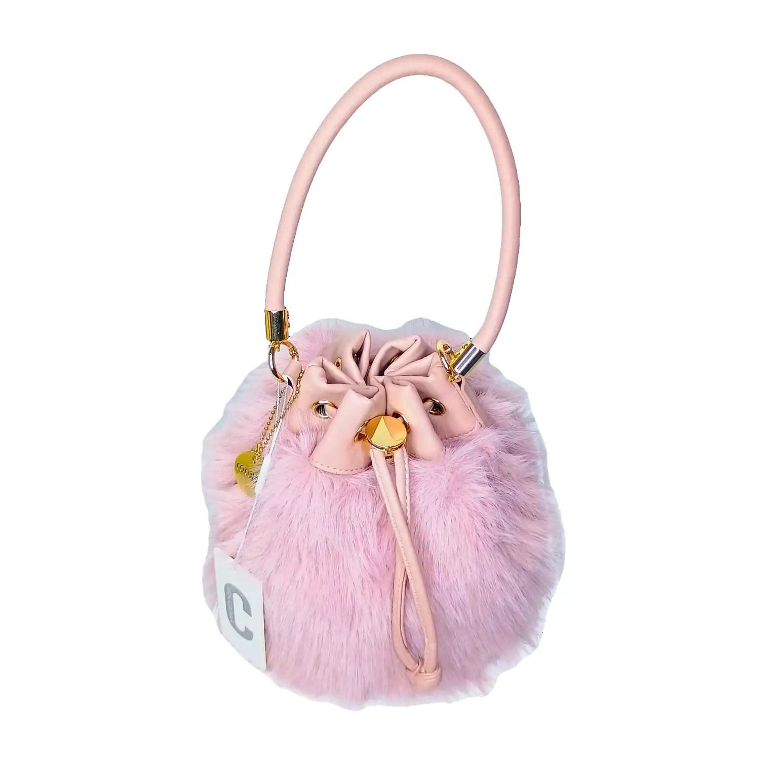 Bucket Bag Faux Fur with Shoulder Strap - MS-8394 - Stile Donna Bags