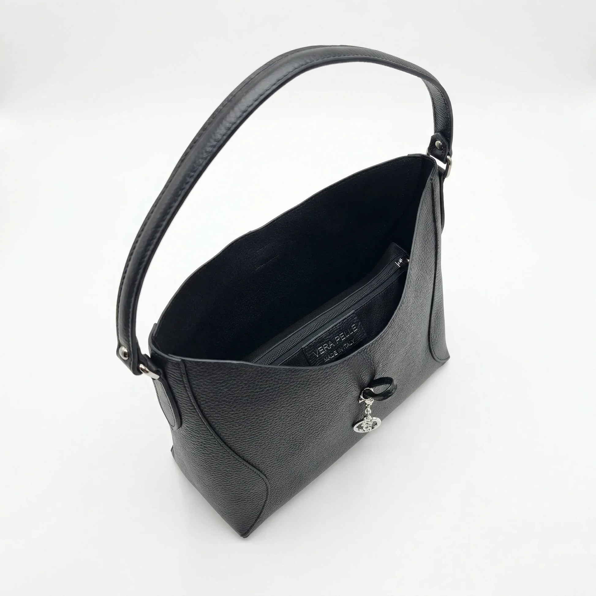 Borsa a Tracolla Lorenza in Vera Pelle Grande Capiente | Interno e tasche | vera pelle