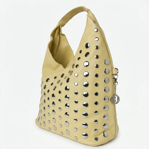 Borsa Grande Con Tracolla Regolabile Silver Dot Stile Mod… | Interno e tasche | ecopelle | Giallo