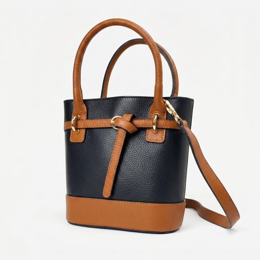 Borsa Bucky di medie dimensioni in vera pelle by Stile Donna Bags