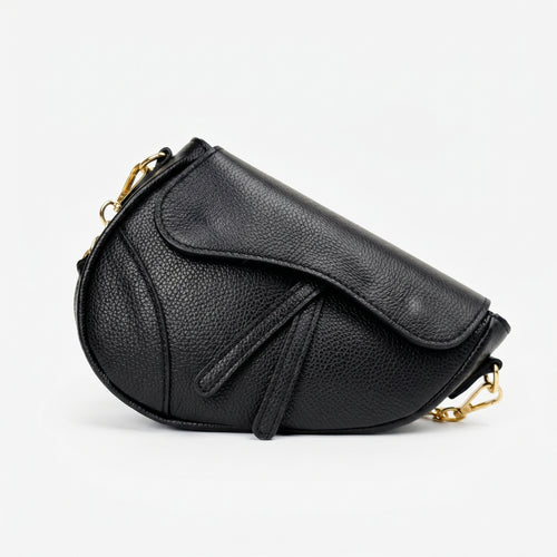 Eliza - Borsa A Tracolla In Vera Pelle Con Chiusura Sicura | Vista frontale | vera pelle | Nero