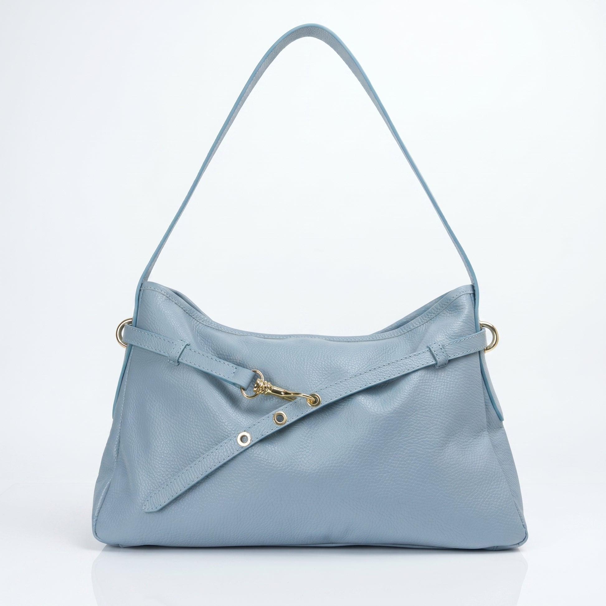 Allicia Borsa a Tracolla in Vera Pelle con Chiusura Cerni… | Vista frontale | vera pelle | Blu
