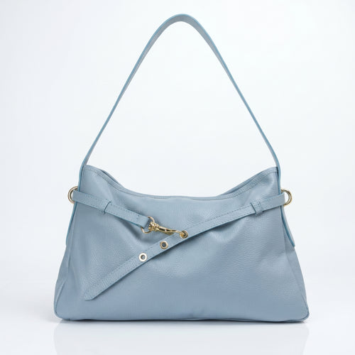 Allicia Borsa a Tracolla in Vera Pelle con Chiusura Cerni… | Vista frontale | vera pelle | Blu