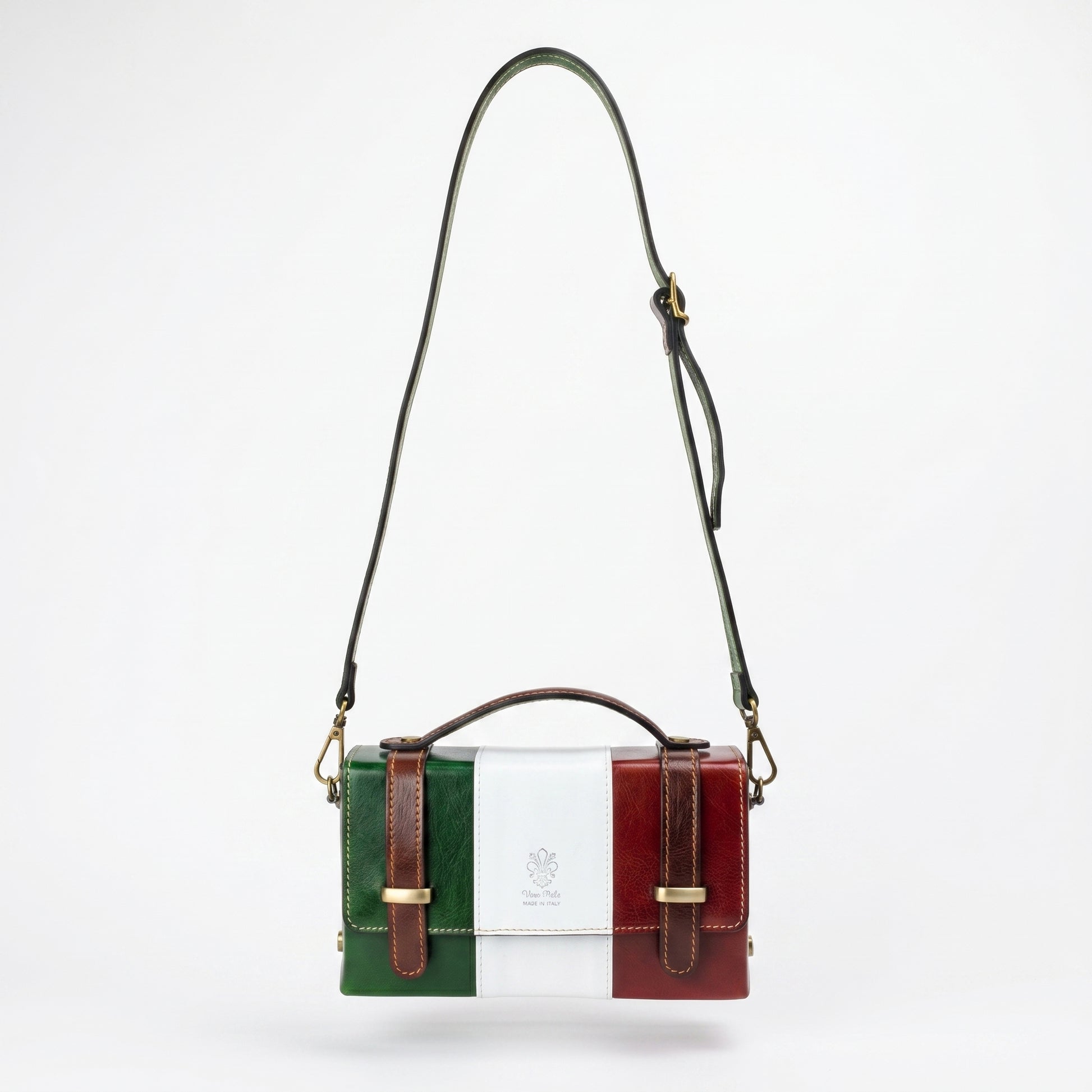 Mini Borsa Brick in Vera Pelle Con Chiusura Magnetica Per… | Dettaglio manico | vera pelle