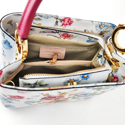 Borsa a Tracolla Rimovibile in Vera Pelle per Donne | Insieme con accessori | vera pelle | Rosa