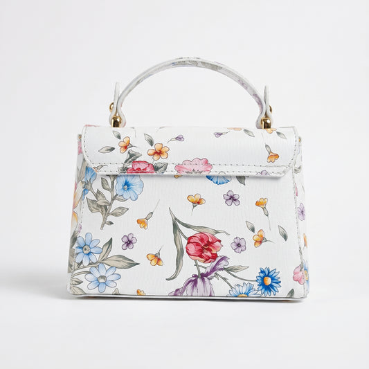 Mini borsa a farfalla in vera pelle, con stampa floreale - Made in Italy by Stile Donna Bags