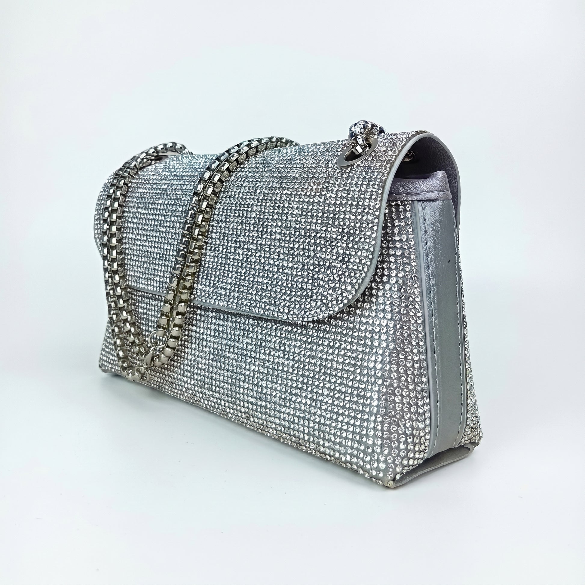 MS Pochette Strass MS-4654 Cristallo Dorato Esterno Vetro al Piombo Interno Microfibra Antistrappo Chiusura Magnetica by Stile Donna Bags
