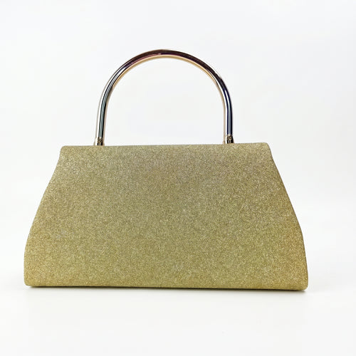 Pochette Da Sera Glitter Dorata Con Cristalli E Finiture Metallo Interno Microfibra Antistrappo by Stile Donna Bags