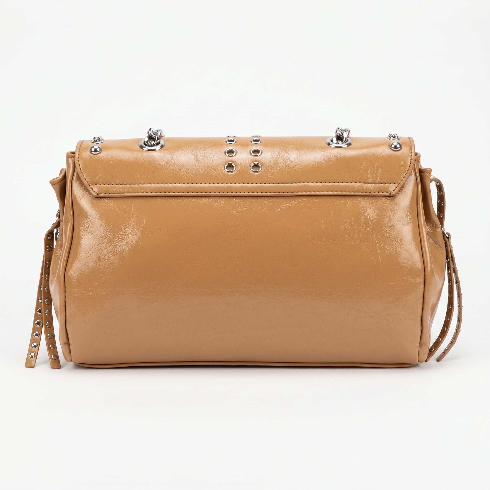 Rock Star borsa a patta ecopelle borchie argentate tracolla a catena – vista 5